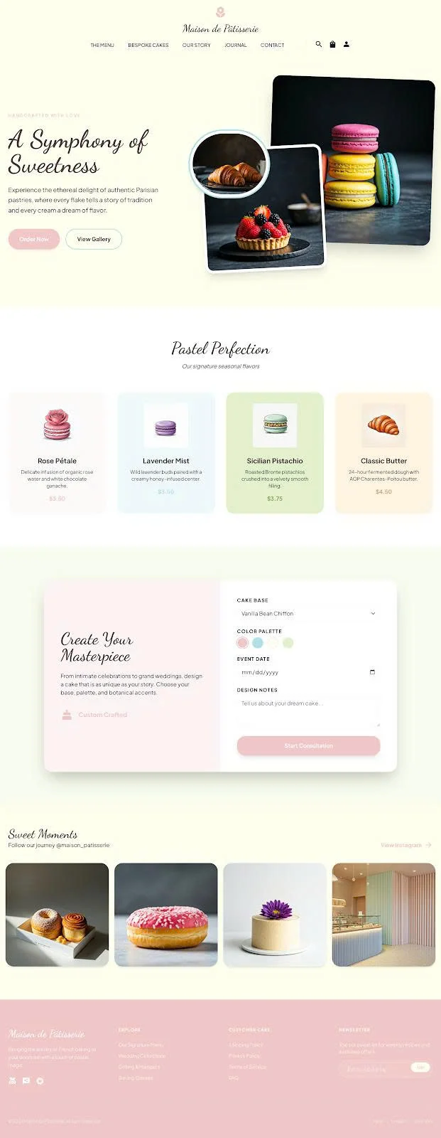 Website cửa hàng bánh sáng màu