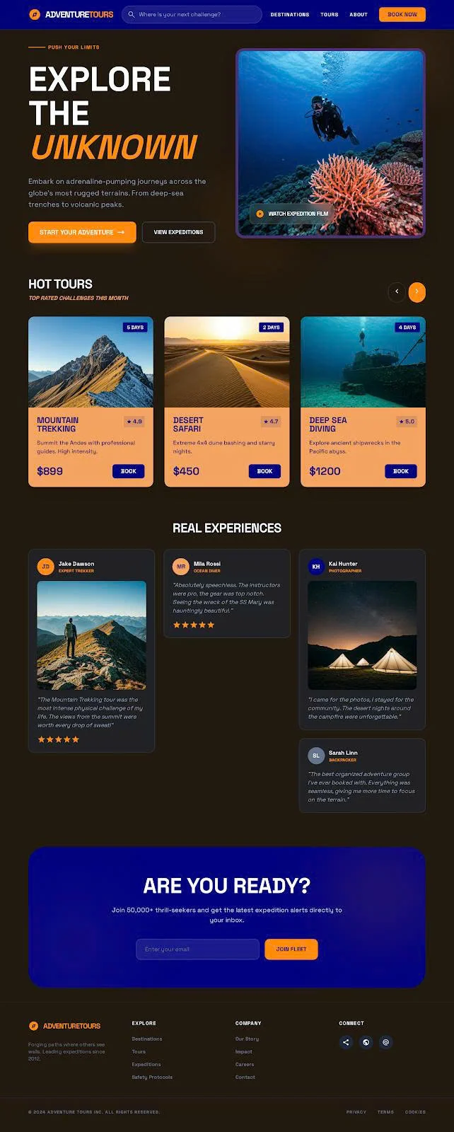 Website du lịch tối màu